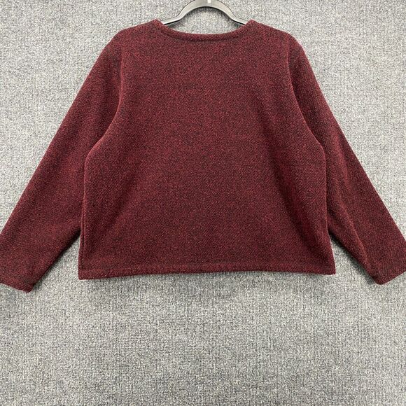 LL Bean Cardigan Sweater Womens L Maroon Metal Button Up Cropped Outdoor Casual - Picture 4 of 8